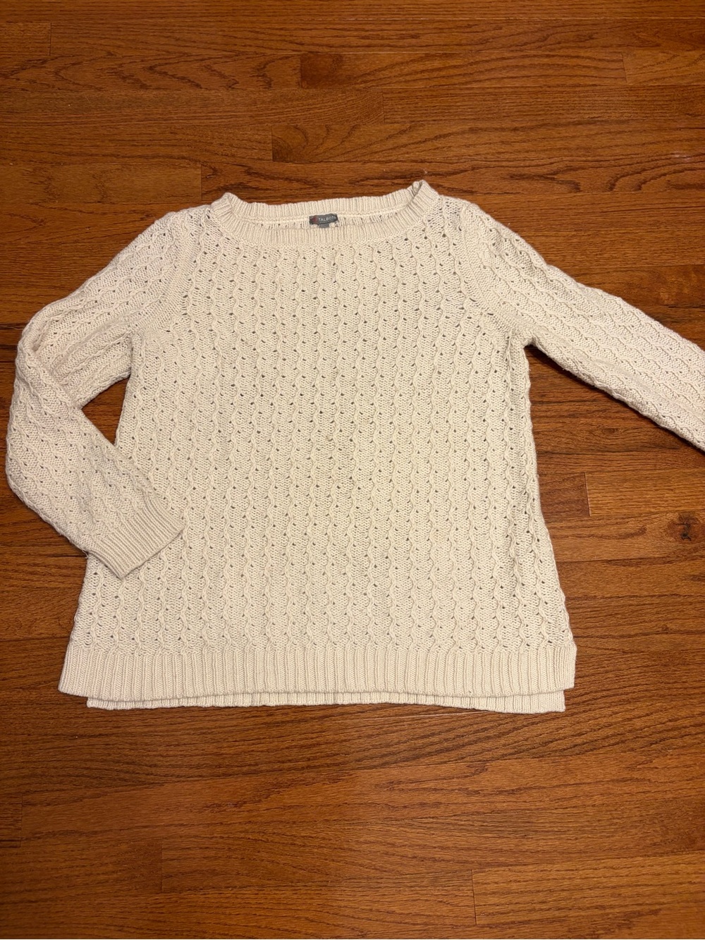 Talbots | Cream Cable-Textured Crew Sweater Size L